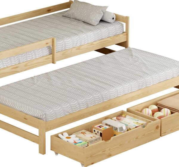 Kondela Postel s přistýlkou a úložným prostorem, 90x200, přírodní, ELARA