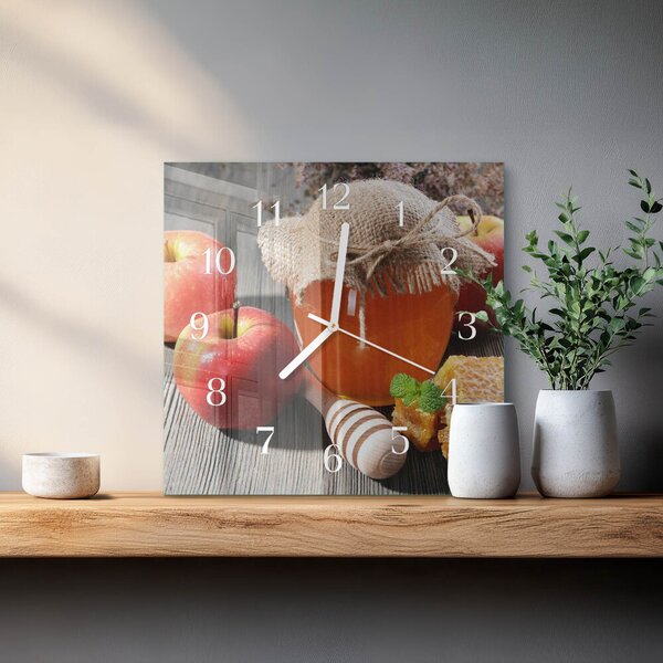 Skleněné hodiny Jablečný med zskb-30x30-00090562