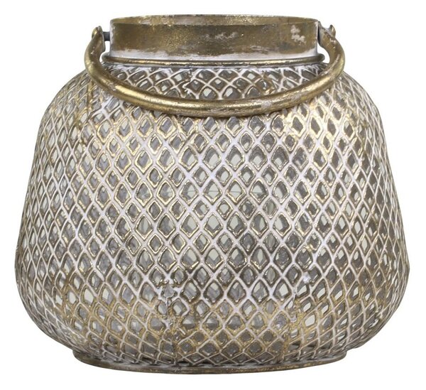 Bronzová antik kovová lucerna s uchem Vire - Ø20*18cm - Chic Antique