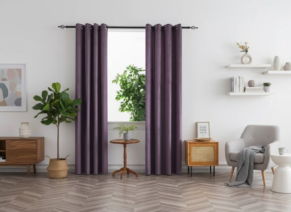 Zatemňovací závěs DUNES VELVET 140x250 cm, fialový Zavěšení: Kovové kroužky