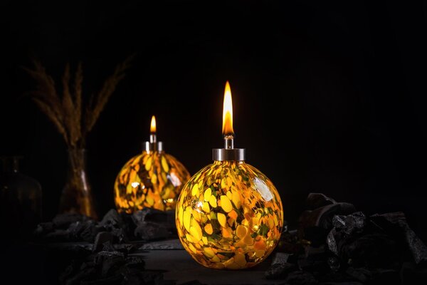 Skleněná olejová lampa SCUTI – Medově žlutá