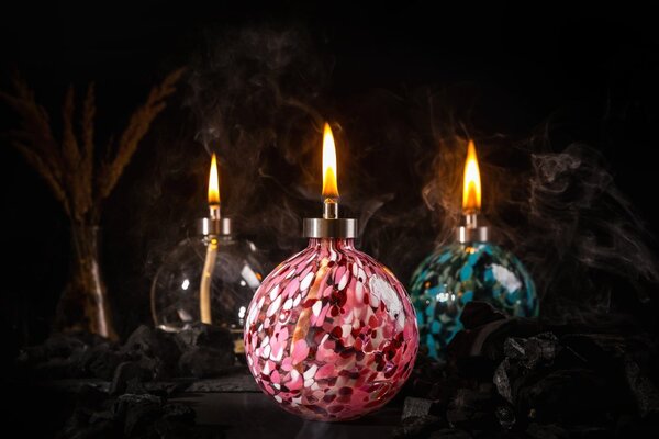 Skleněná olejová lampa SCUTI – Oceánová modrá