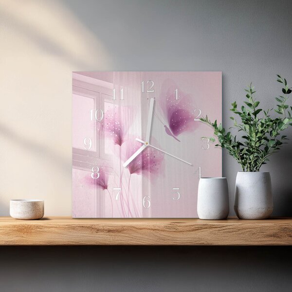 Skleněné hodiny Květiny zskb-30x30-00085385