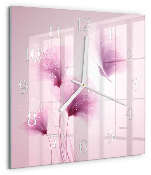 Skleněné hodiny Květiny zskb-30x30-00085385