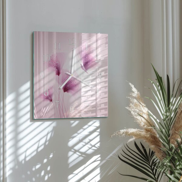 Skleněné hodiny Květiny zskb-30x30-00085385