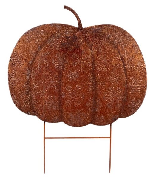 Velký kovový zahradní zápich dýně Pumpkin Rust - 77*3*93 cm - Clayre & Eef