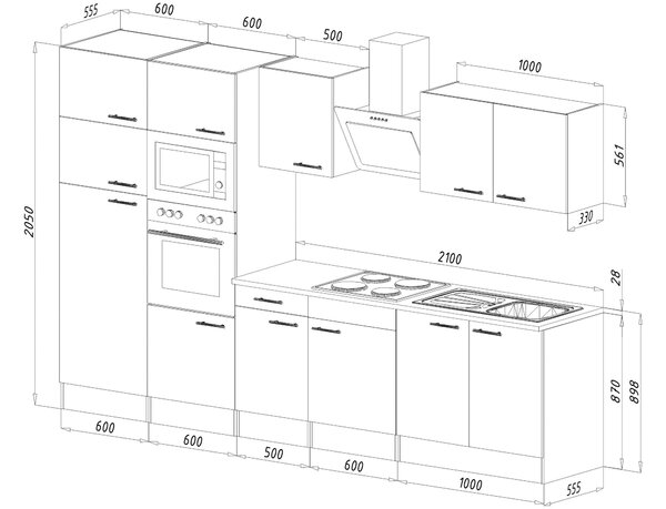 KUCHYŇSKÝ BLOK BEZ SPOTŘEBIČŮ 330 cm Respekta - Online Only kuchyňské linky, Online Only