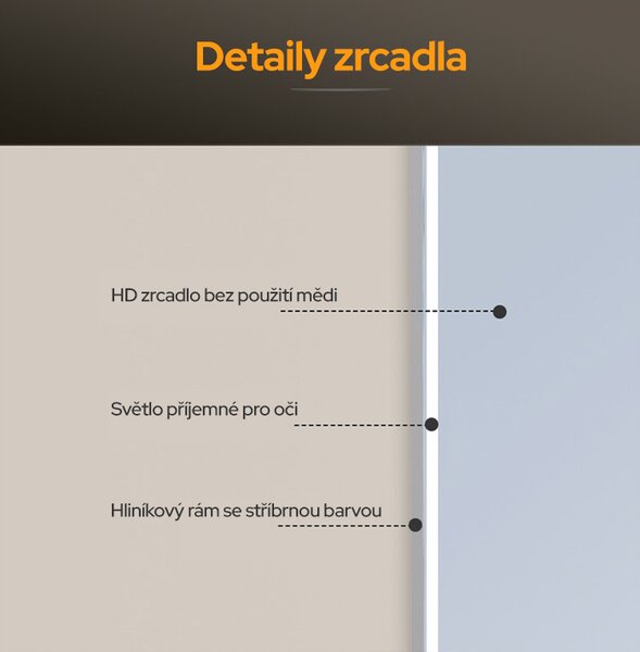 Zrcadlo do šatny s LED osvětlením 145x45 cm LZ1