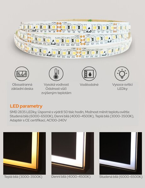 Zrcadlo do šatny s LED osvětlením 145x45 cm LZ1