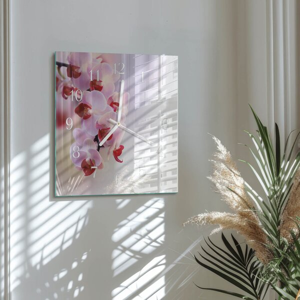 Skleněné hodiny Orchidej zskb-30x30-00081742