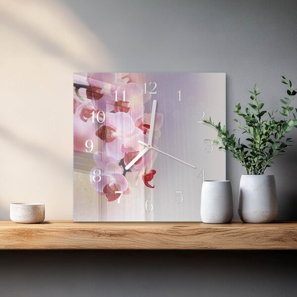 Skleněné hodiny Orchidej zskb-30x30-00081742