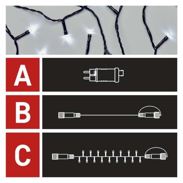 LED venkovní řetěz 100xLED/15m IP44 studená bílá
