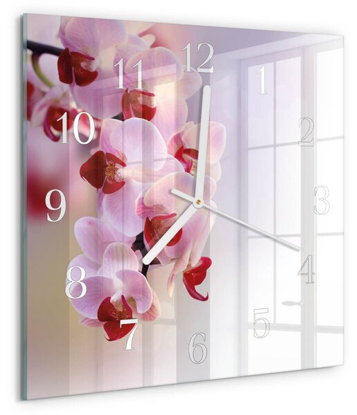 Skleněné hodiny Orchidej zskb-30x30-00081742