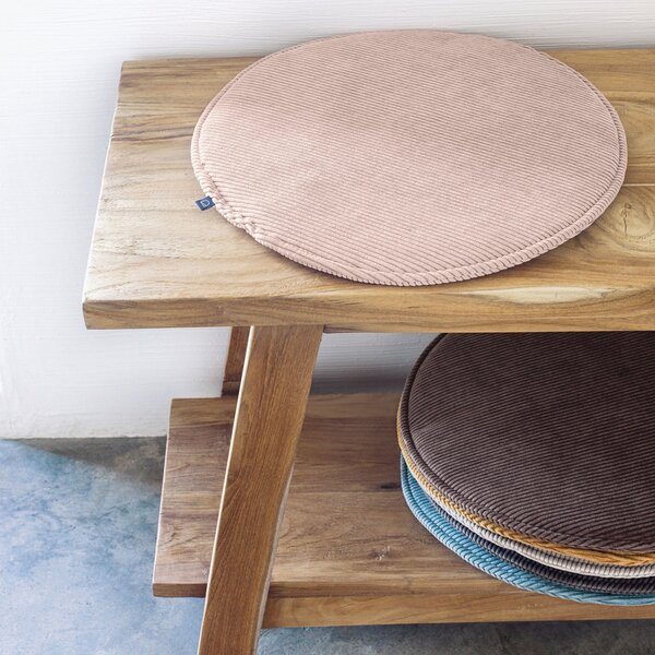 Růžový manšestrový podsedák Kave Home Sora 35 cm