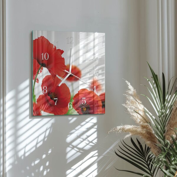 Skleněné hodiny Vlčí máky zskb-30x30-00081746