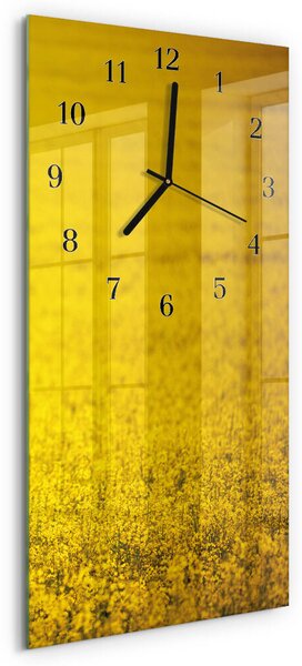 Skleněné hodiny vertikální Pole květin zsppc-30x60-00171731