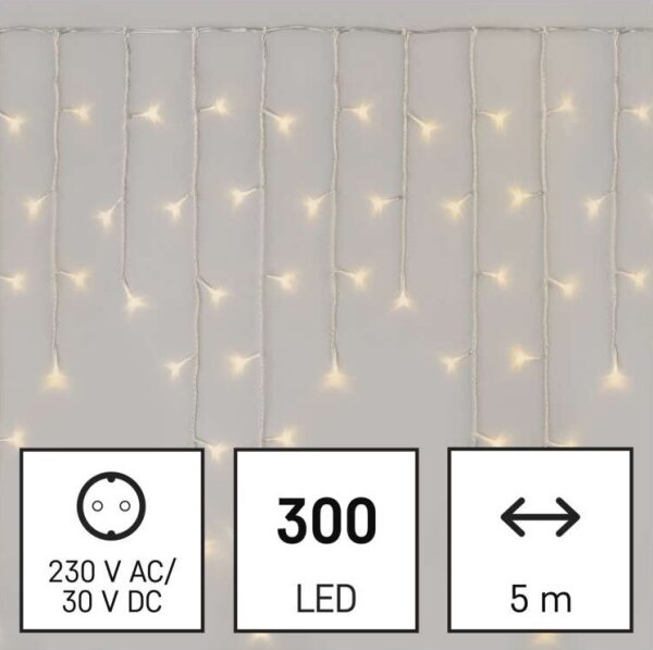 LED venkovní řetěz 300xLED/8 módů 10m IP44 teplá bílá + dálkové ovládání