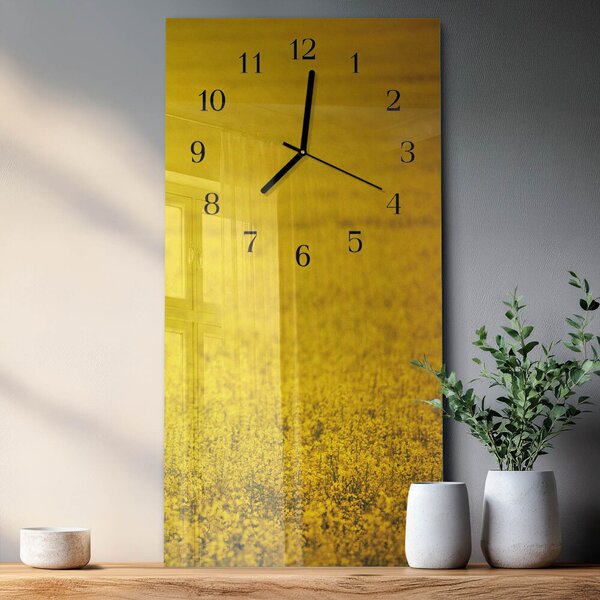 Skleněné hodiny vertikální Pole květin zsppc-30x60-00171731