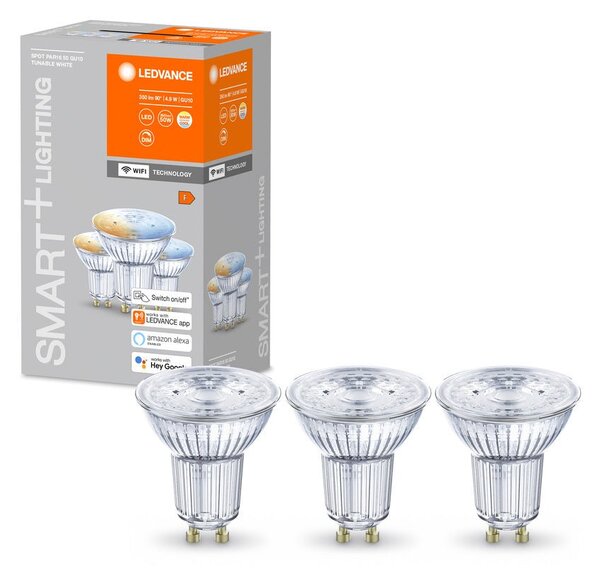 3 ks chytrá WiFi LED žárovka GU10 5W, nastavitelná bílá