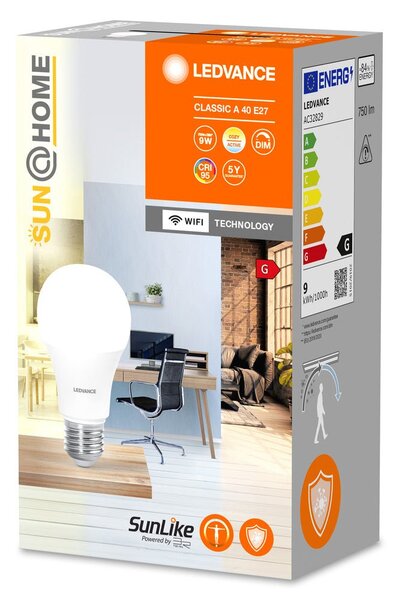 Chytrá WiFi LED žárovka CLASSIC E27 9W, nastavitelná bílá