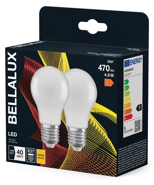 2x matná LED žárovka E27 4.9W CLASSIC A, teplá bílá