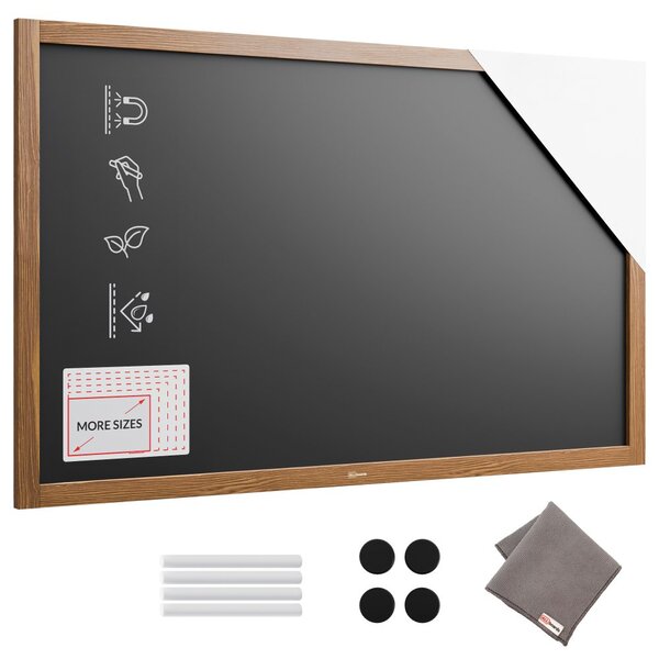 Voděodolná magnetická křídová tabule 120 × 60 cm v dřevěném rámu KLASICKÁ HNĚDÁ, MTB126
