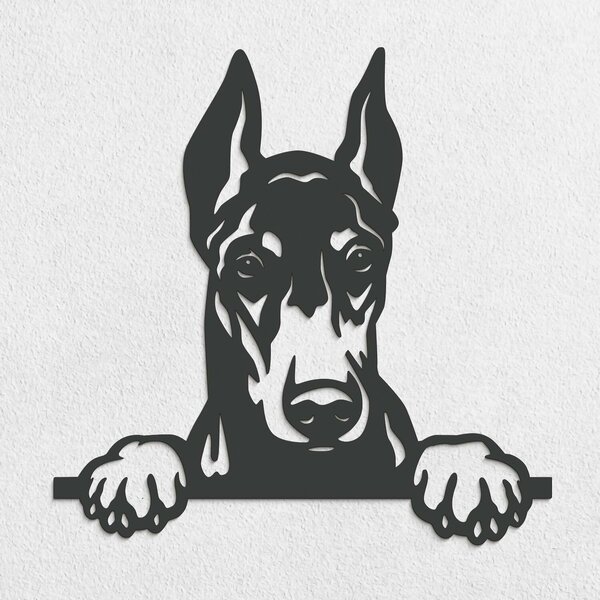 DUBLEZ | Dřevěná dekorace na stěnu - Pes Doberman | Obraz
