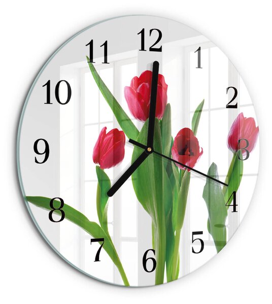 Skleněné nástěnné hodiny Tulipány zsoc-fi30-00178810