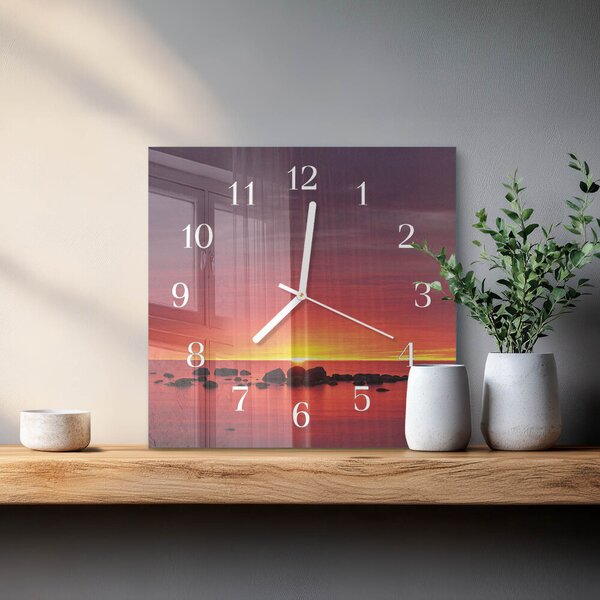Skleněné hodiny Západ slunce zskb-30x30-00084704