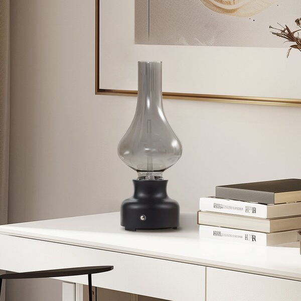 Stolní lampa NOLA, Mist, stmívatelné, Černá, Obývací pokoj, Sklo, Industriální design