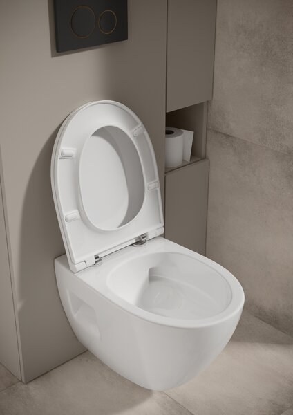 Cersanit Moduo wc mísa se sedátkem s pomalým sklápěním závěsná bez splachovacího kruhu s vírovým splachováním bílá lesk S4013-010