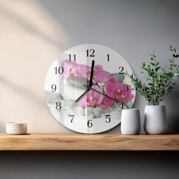 Skleněné nástěnné hodiny Orchideje zsoc-fi30-00171659