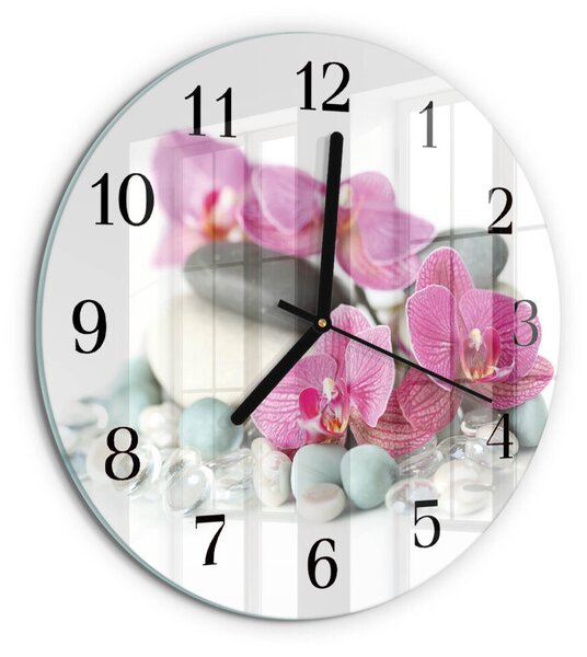 Skleněné nástěnné hodiny Orchideje zsoc-fi30-00171659