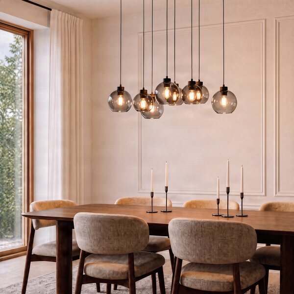 Závěsná svítidlo TK Lighting, Cubus, stmívatelné, Šedá, Obývací pokoj, Sklo, Moderní