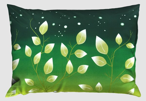 Povlecení mikrosatén prodloužené NATY zelené 140x220 cm listy