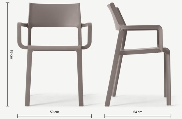 Nardi Šedohnědá plastová zahradní židle Trill s područkami