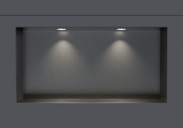 Nerezová nástěnná nika NT306010X bez ráfku s LED bodovým světlem - 30 x 60 x 10 cm (v x š x h) - možnost volby barvy