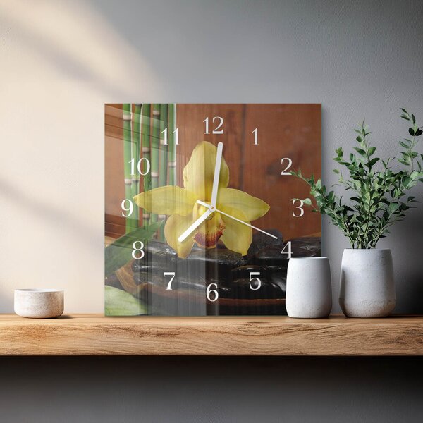 Skleněné hodiny Bambusová orchidej zskb-30x30-00087284