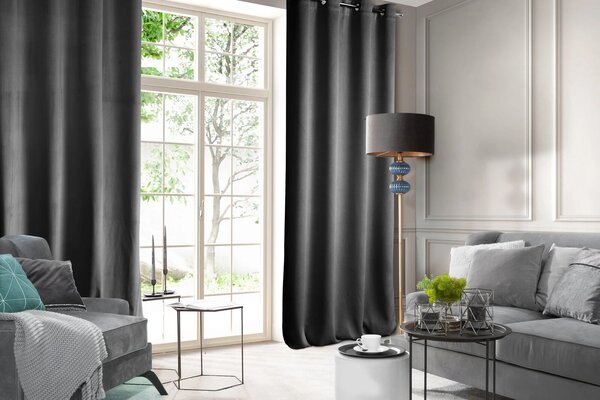ZATEMŇOVACÍ ZÁVĚS NA KROUŽCÍCH ROSA 140X250 CM ČERNÁ