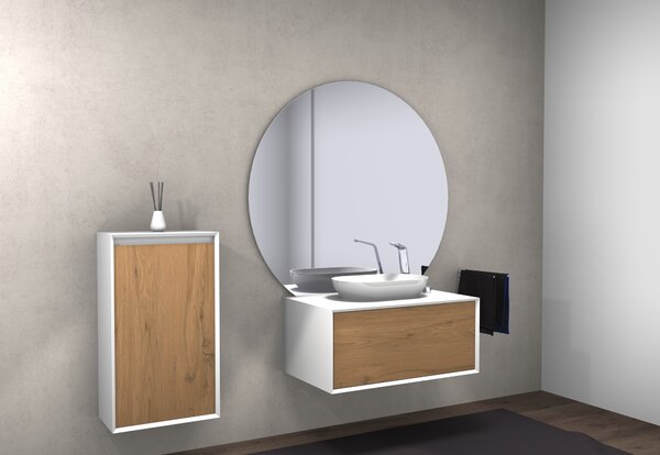 Toaletní stolek Fiona 900 bílý mat - přední strana ve vzhledu betonu nebo dubu