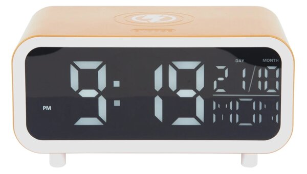 Digitální stolní hodiny 6054YE Karlsson s nabíječkou smartphonů 11cm