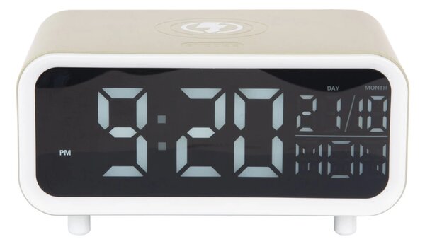 Digitální stolní hodiny 6054GR Karlsson s nabíječkou smartphonů 11cm