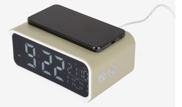 Digitální stolní hodiny 6054GR Karlsson s nabíječkou smartphonů 11cm