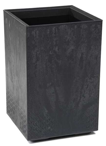 PLASTOVÝ KVĚTINÁČ NA KOLEČKÁCH BETONIQUE 60X40X40 CM IMITACE BETONU ČERNÁ