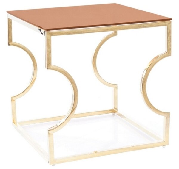 Konferenční stolek FLOWER B, 55x55x55, jantarová/zlatá