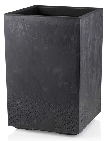 PLASTOVÝ KVĚTINÁČ NA KOLEČKÁCH BETONIQUE 60X40X40 CM IMITACE BETONU ČERNÁ