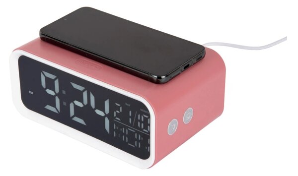 Digitální stolní hodiny 6054PI Karlsson s nabíječkou smartphonů 11cm