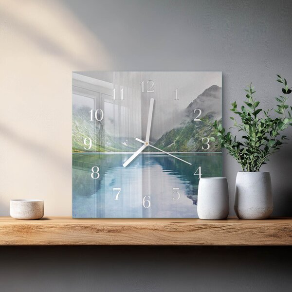 Skleněné hodiny Horské jezero zskb-30x30-00082715