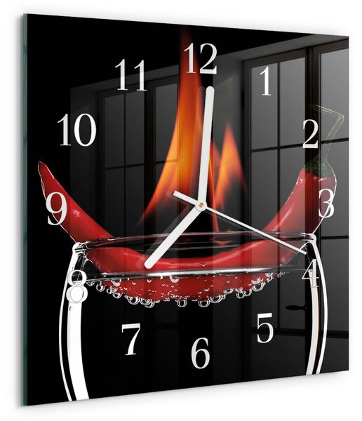 Skleněné hodiny Chilli Fire zskb-30x30-00079792