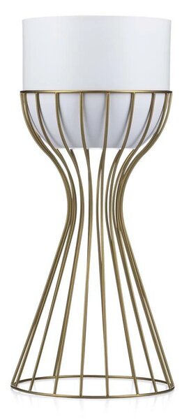 KOVOVÝ KVĚTINÁČ SE STOJÁNEM GLAM 46X20 CM BÍLÁ/ZLATÁ